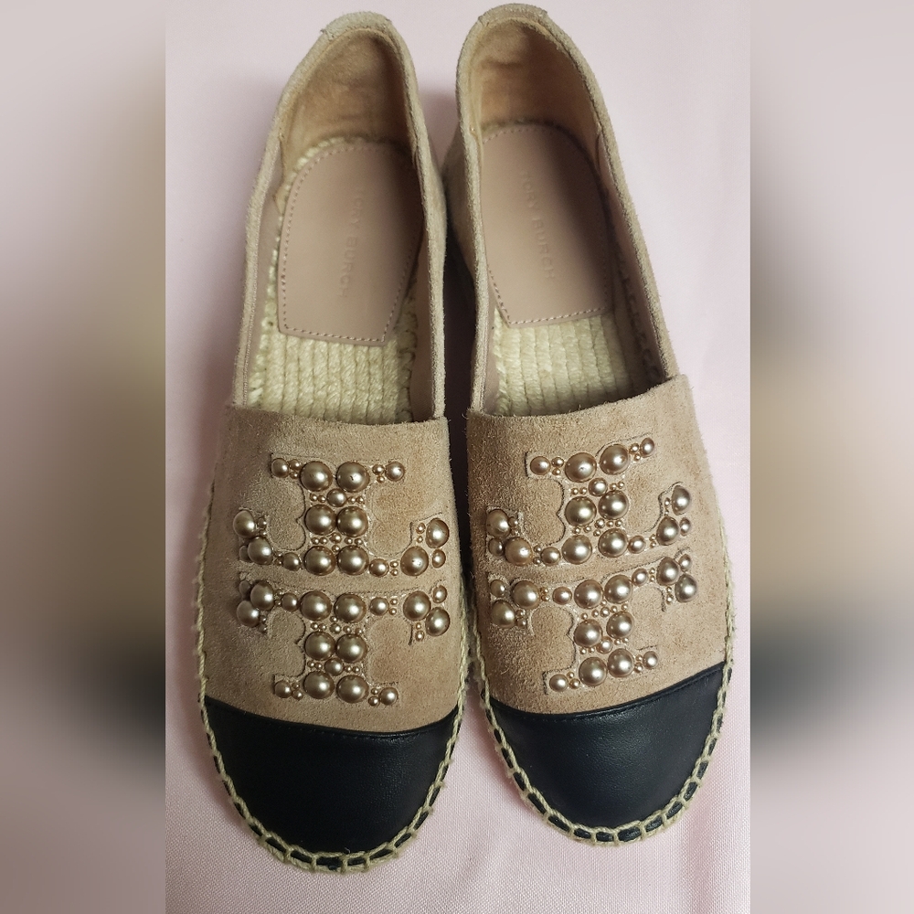 Tory burch pearl logo espadrille
